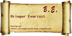 Brieger Evariszt névjegykártya